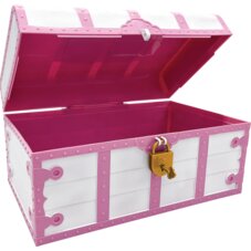 Pink and White Treasure Chest with Lock and Key