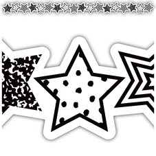 Black and White Stars Die-Cut Border Trim