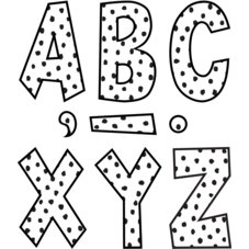 Black Painted Dots on White 7" Fun Font Letters