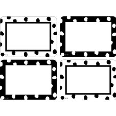 Black and White Painted Dots Name Tags/Labels - Multi-Pack