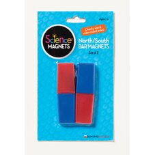 2 Ceramic Bar Magnets (3-1/8" x 1" x 3/8"), Red & Blue