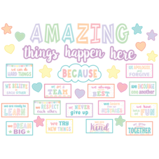 Pastel Pop Amazing Things Happen Here Bulletin Board