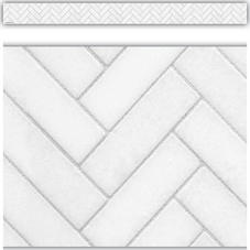 Modern Farmhouse White Herringbone Straight Border Trim