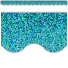 Teal Sparkle Scalloped Border Trim