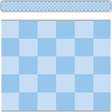 Cool for School Blue Checkers Straight Border Trim