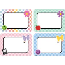 Cool for School Checkers Name Tags/Labels - Multi-Pack