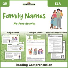 Family Names - Reading Comprehension Activity Google Slides