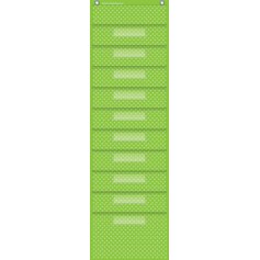 Lime Polka Dots 10 Pocket File Storage Pocket Chart