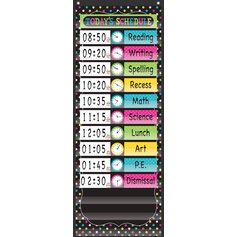 Chalkboard Brights 14 Pocket Daily Schedule Pocket Chart