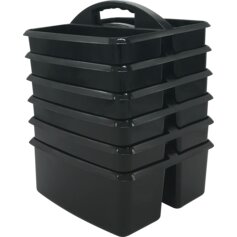 Black Plastic Storage Caddies 6-Pack