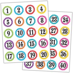 Polka Dots Numbers Stickers