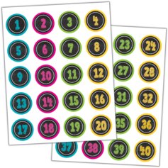 Chalkboard Brights Numbers Stickers