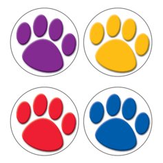 Colorful Paw Prints Wear 'Em Badges