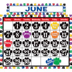 Colorful Paw Prints Calendar Bulletin Board Display Set