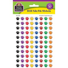 Colorful Paw Prints Mini Stickers Valu-Pak