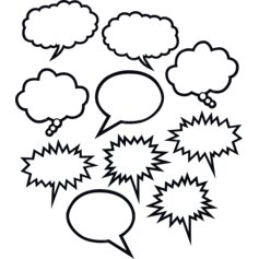 Black & White Speech/Thought Bubbles Accents