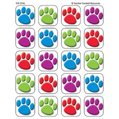 Colorful Paw Prints Stickers