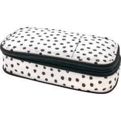 Black Painted Dots on White Pencil Case