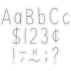 Black on White Hand Drawn 4" Letters Combo Pack