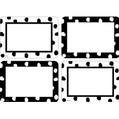 Black and White Painted Dots Name Tags/Labels - Multi-Pack