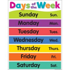 Colorful Days of the Week Chart