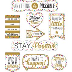 Clingy Thingies Confetti Positive Sayings Accents