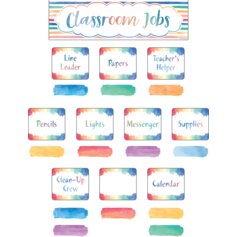 Watercolor Classroom Jobs Mini Bulletin Board