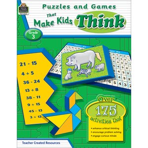 Puzzles and Games that Make Kids Think Grade 3 Cover Image