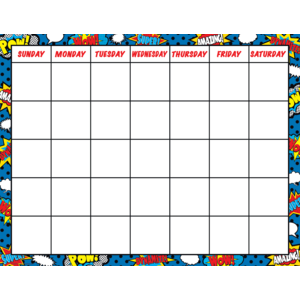 TCR7569 Superhero Calendar Chart Image