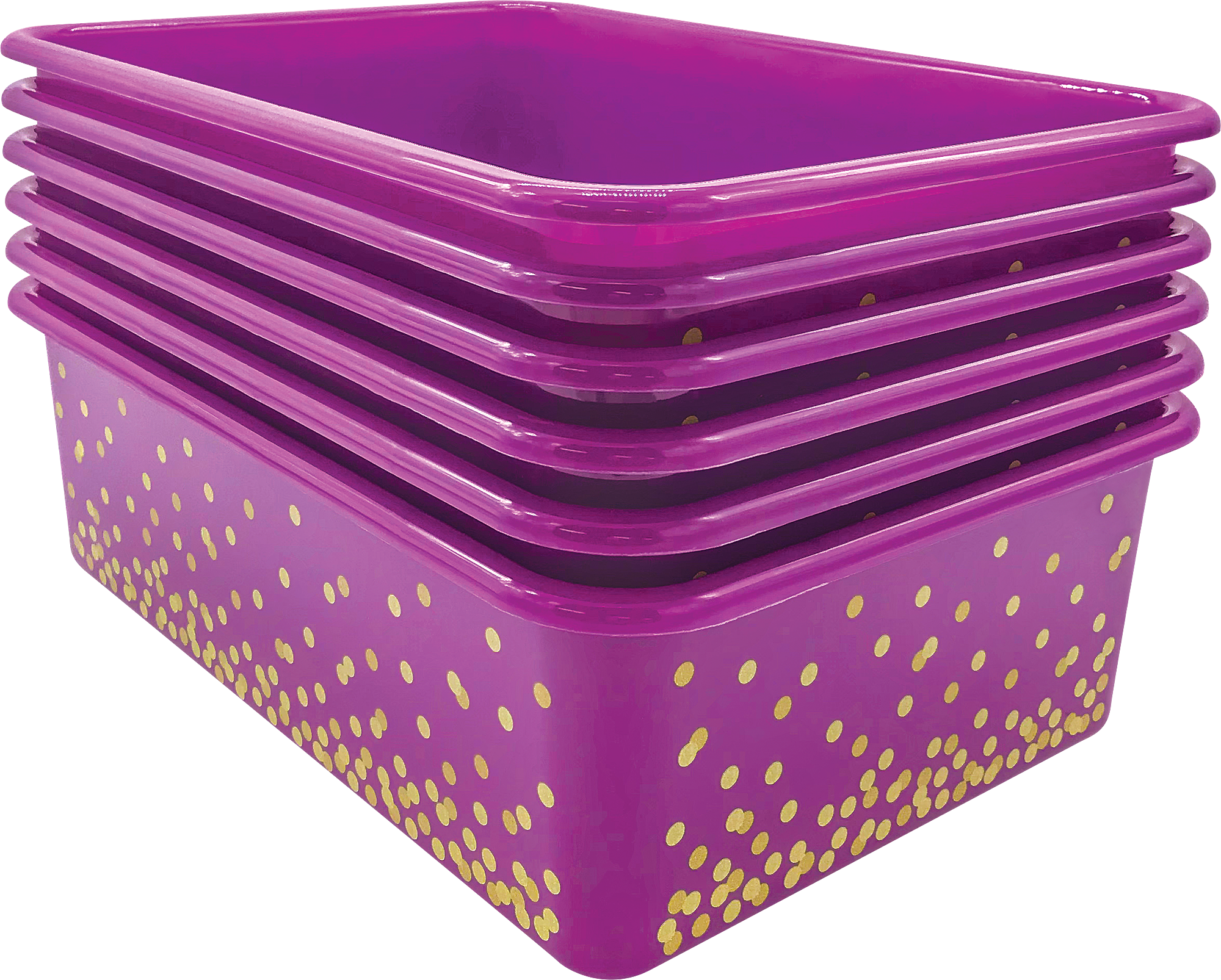 Purple Confetti Large Plastic Storage Bins 6Pack