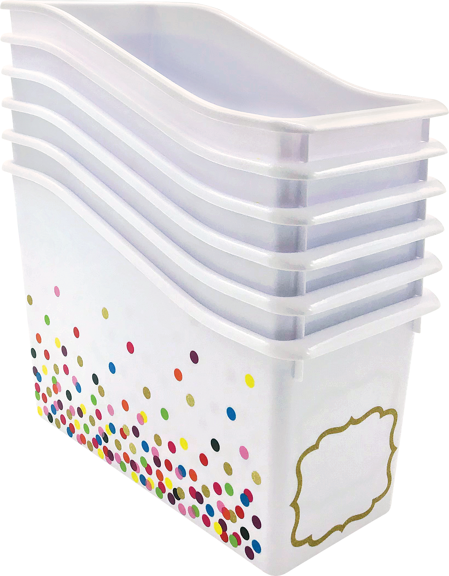 Teacher Created Resources Small Plastic Storage Bins, 7-3/4 x 11-3/8 x  5, Confetti, Pack Of 3 Bins
