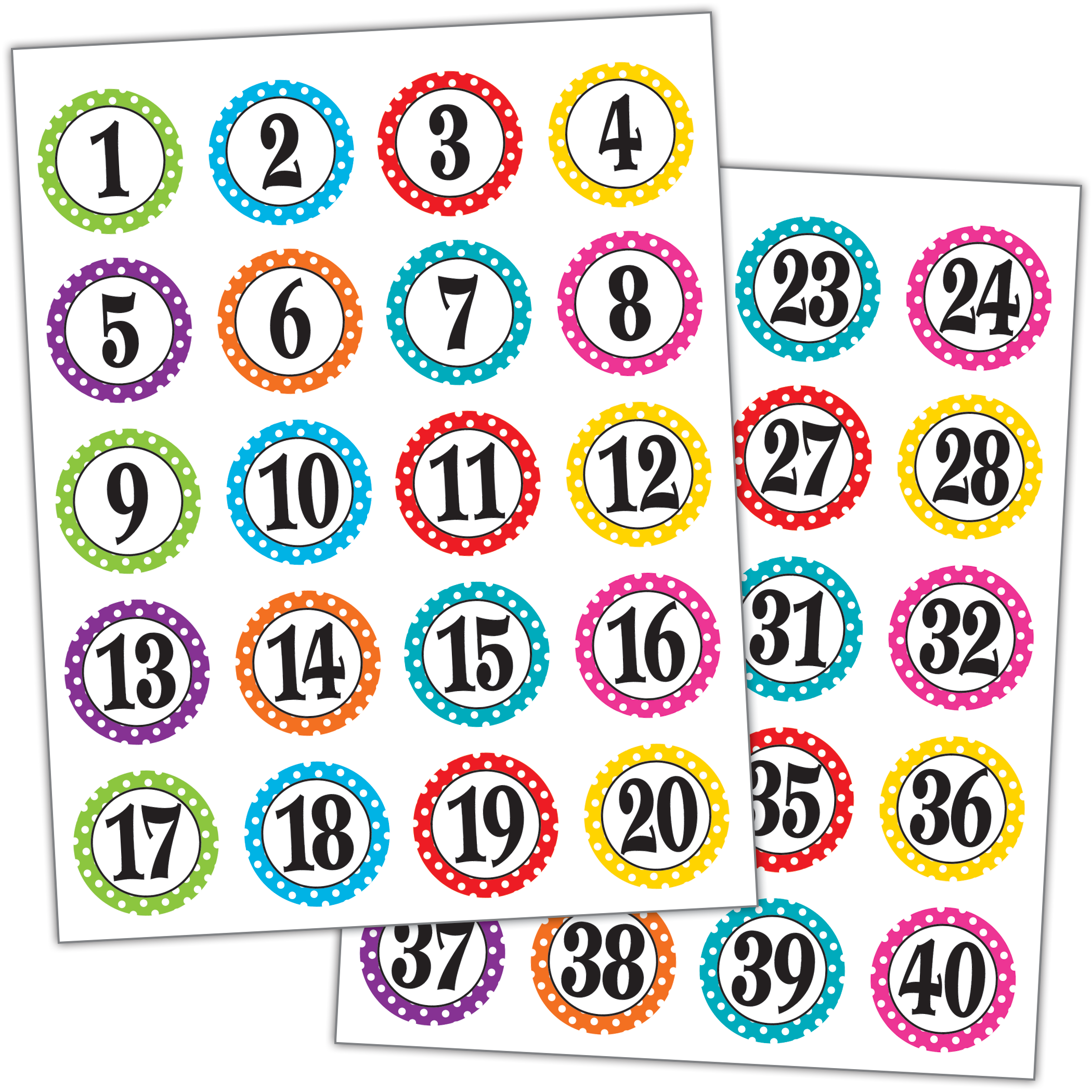 Polka Dots Numbers Stickers - TCR3567