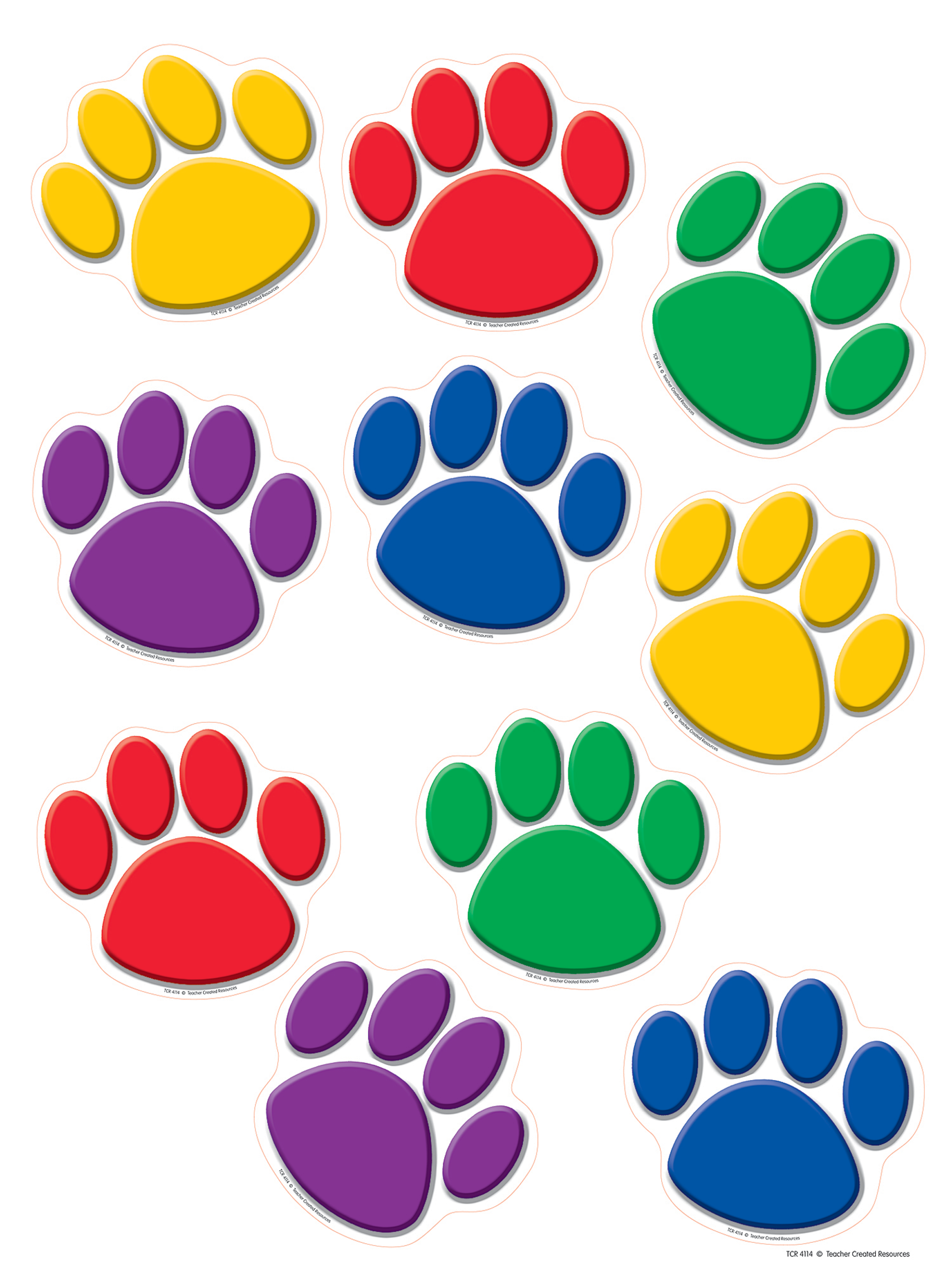 Colorful Paw Prints Accents TCR4114 Teacher Created Resources