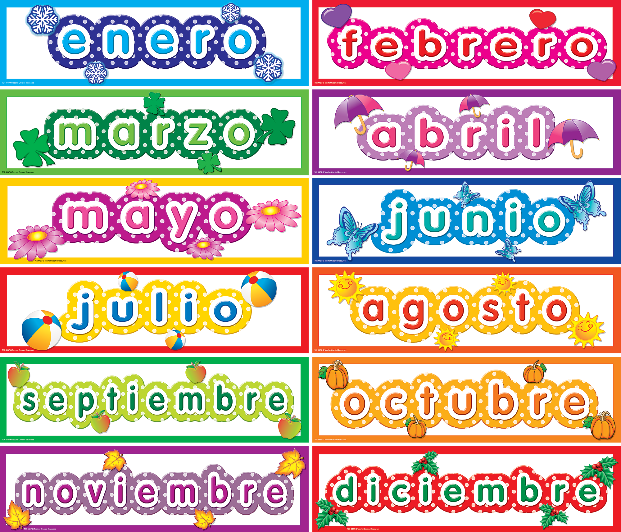 Polka Dot Monthly (Spanish) Headliners TCR4487 Teacher Created