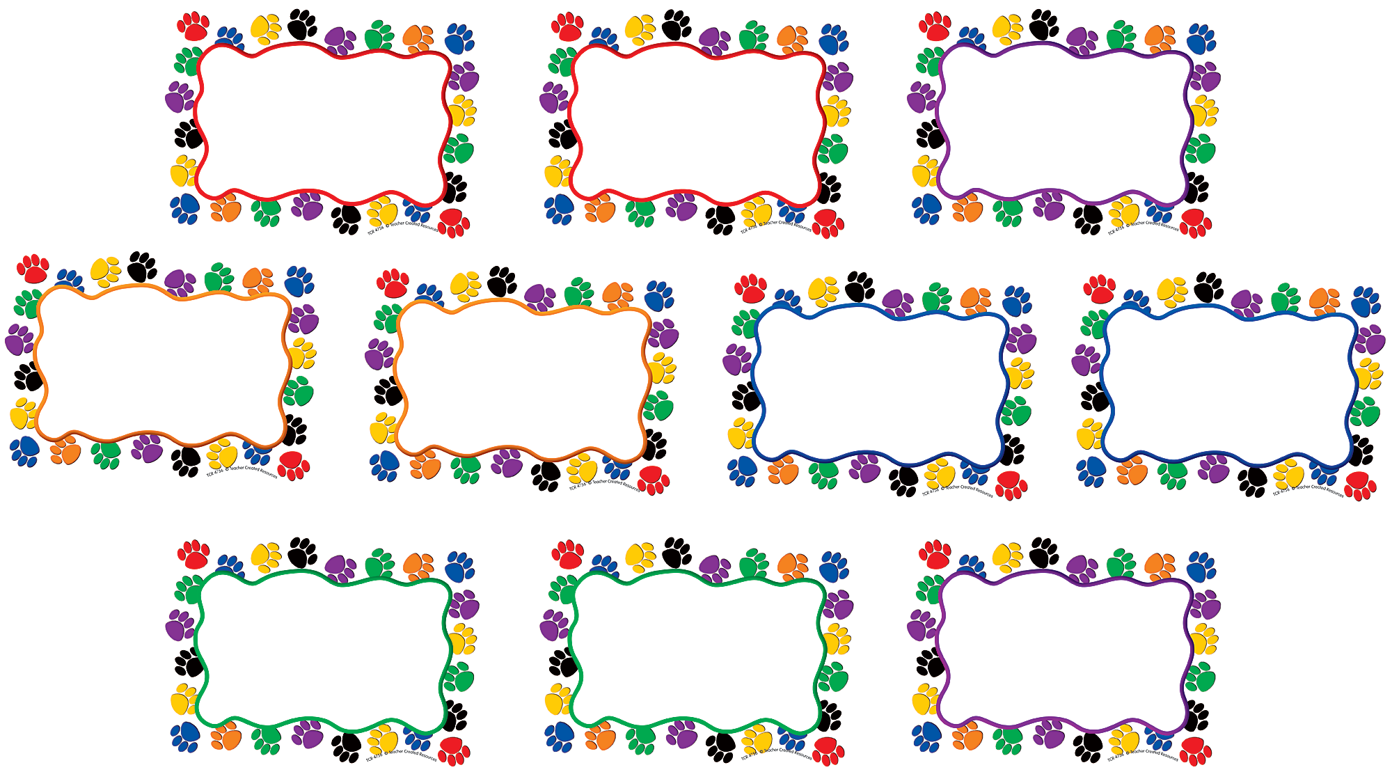 colorful paw prints blank cards accents tcr4756