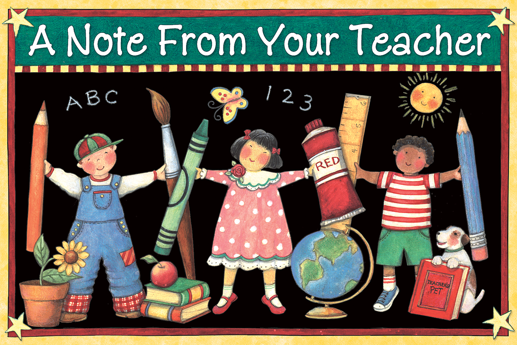 Will you pick susan from school. Teacher Postcard. Decoration for Postcards for teachers Day.