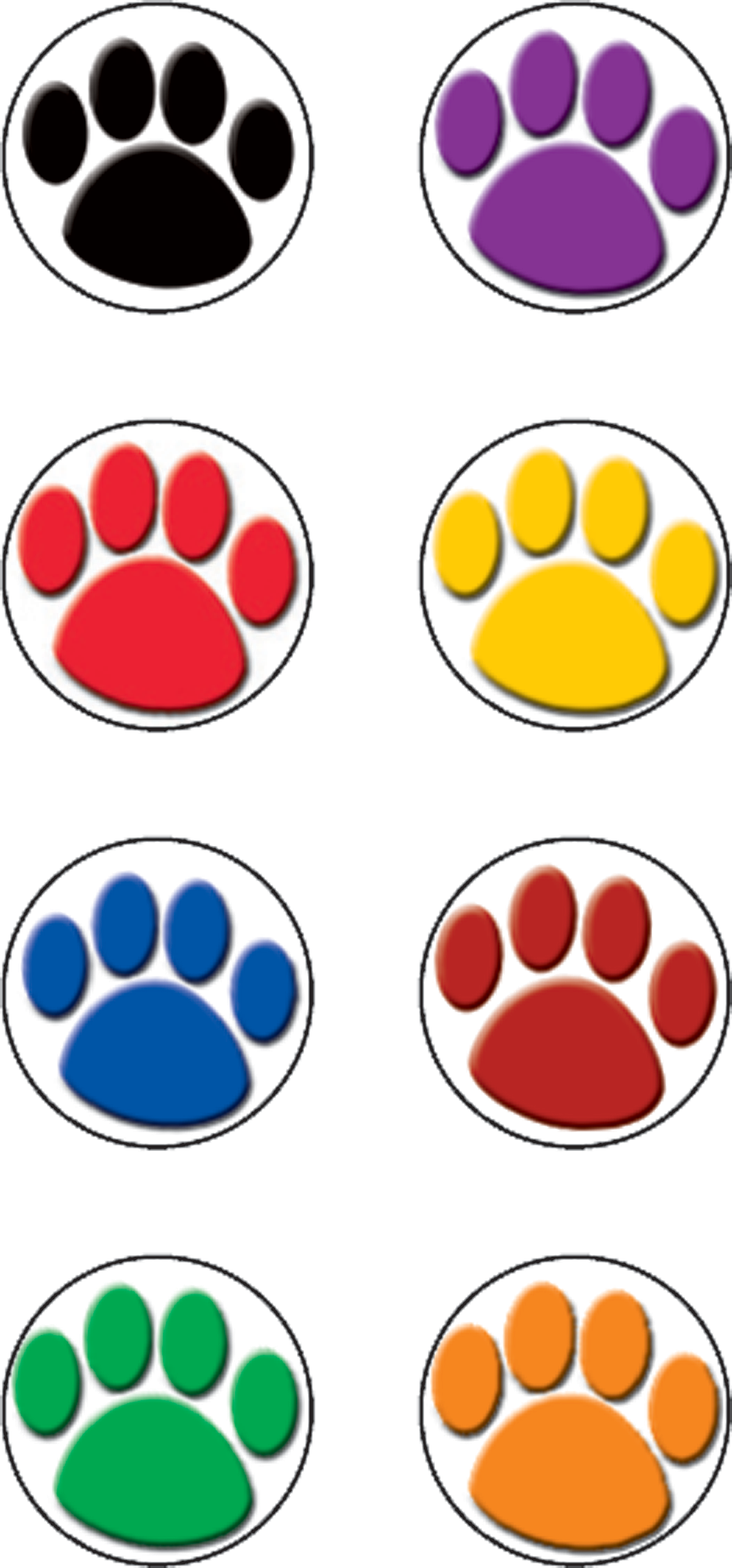 Trend T-46195~Small Paw Print Stickers~6 Colors~10 Sheets~1000 Stickers Total 