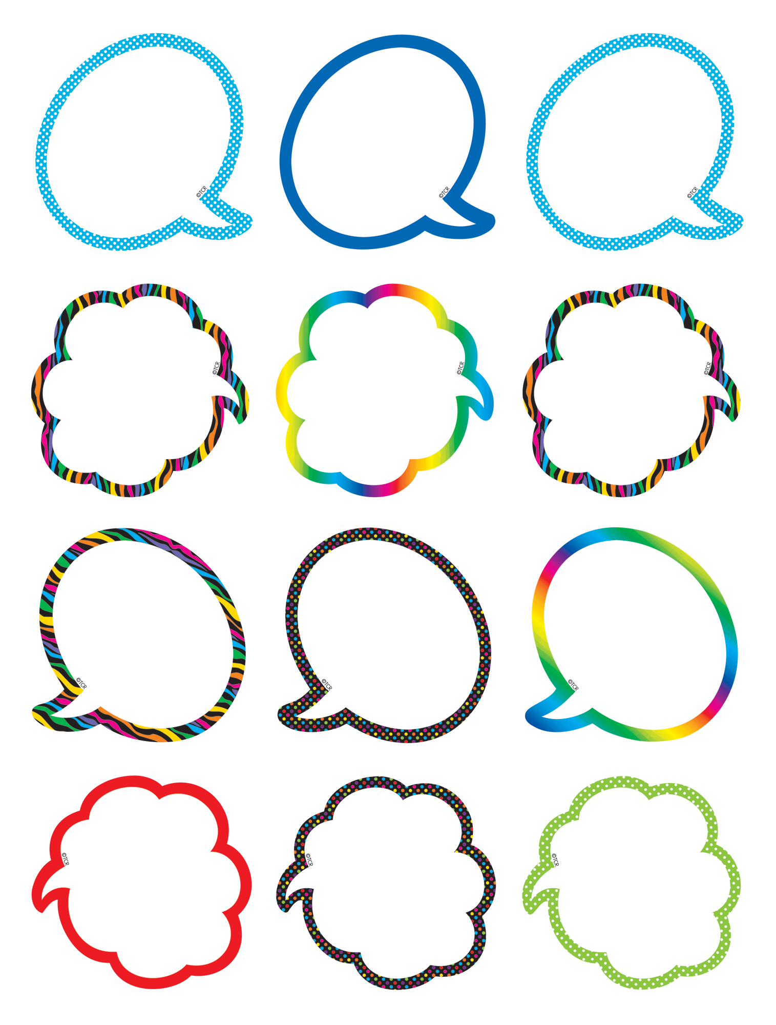 Speech Thought Bubbles Mini Accents TCR5063 Teacher Created Resources