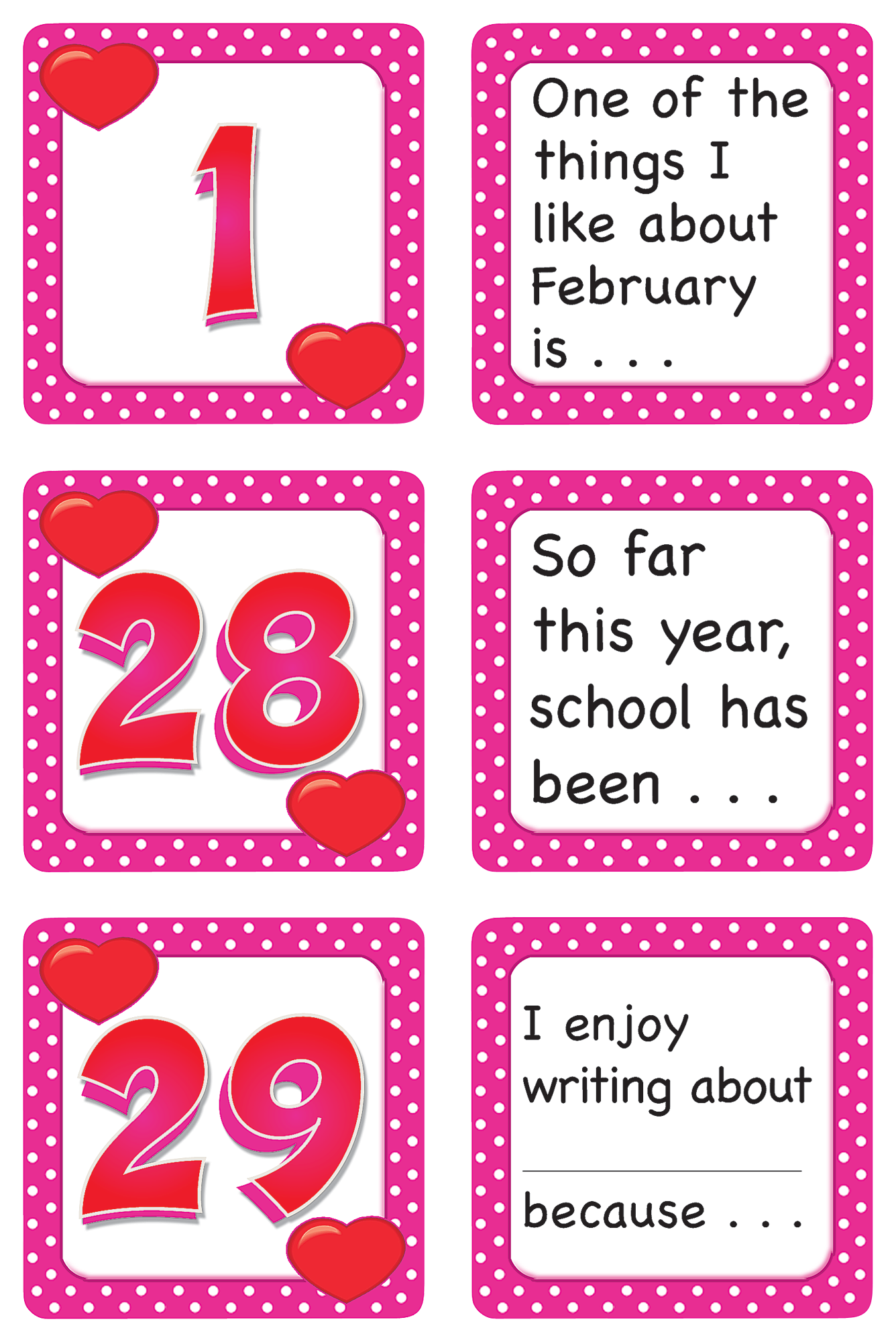 February Polka Dots Calendar Days/Story Starters TCR5076 Teacher