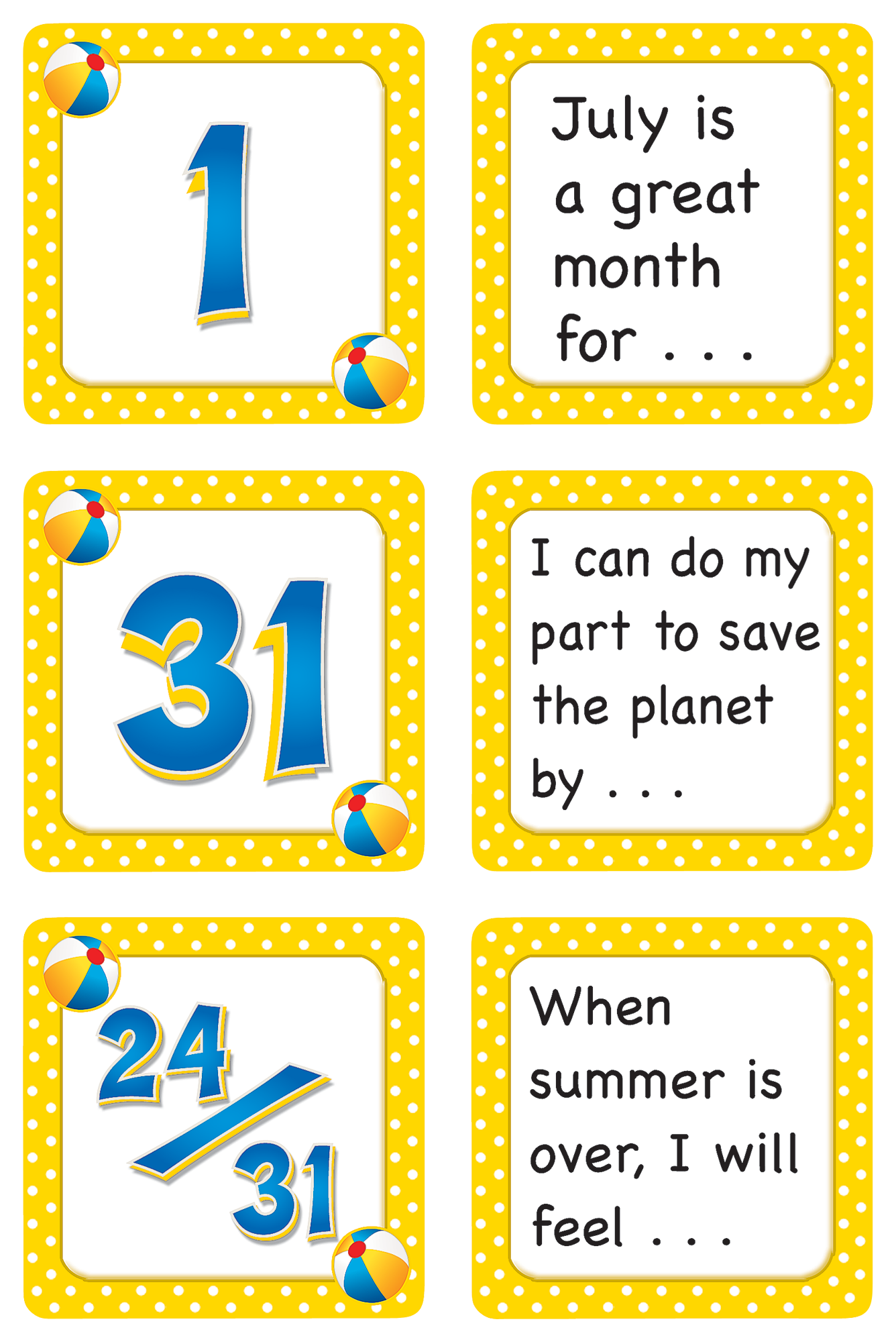 July Polka Dots Calendar Days Story Starters TCR5081 Teacher