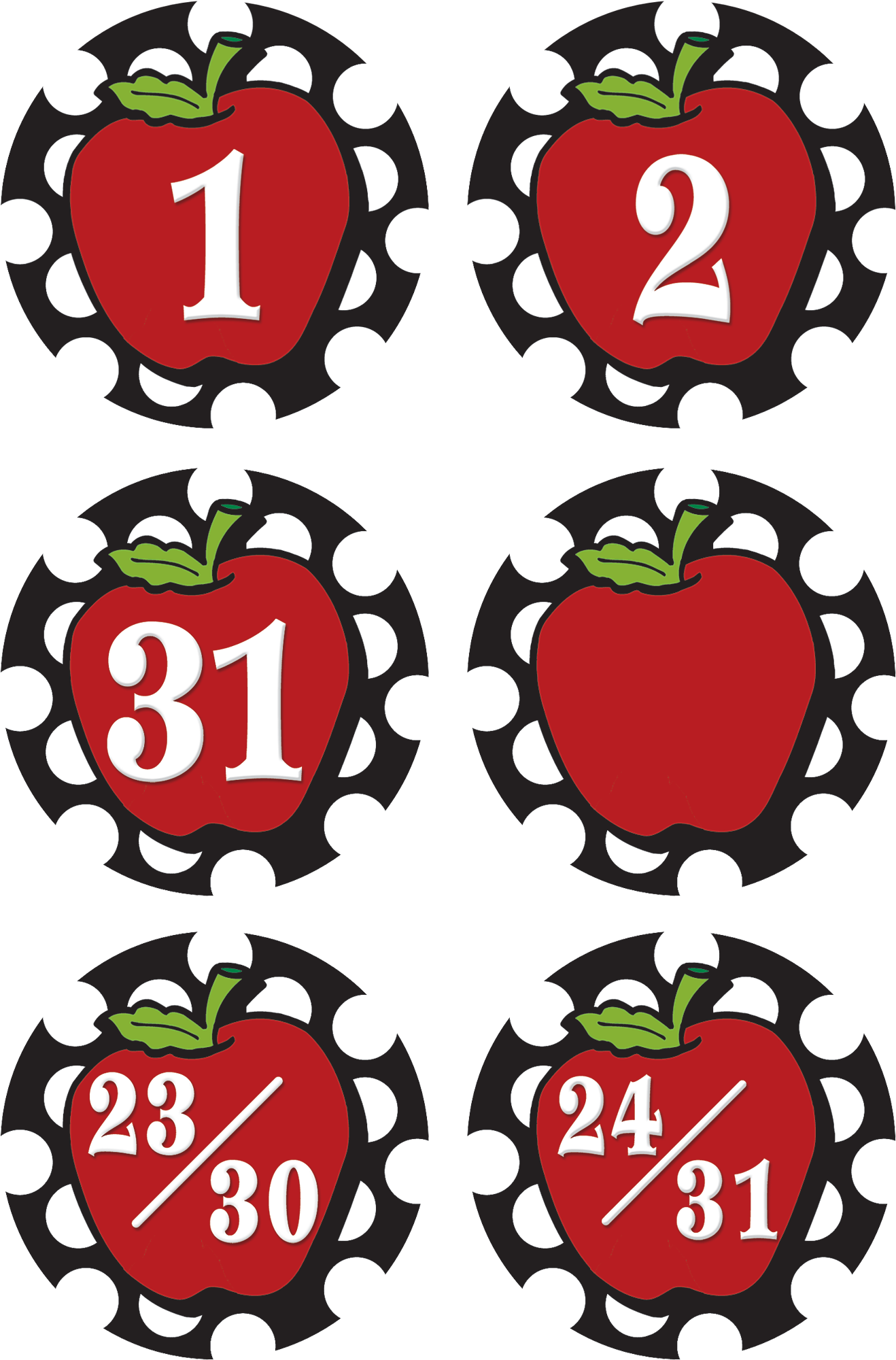 Circles Apples Calendar Days TCR5212 Teacher Created Resources