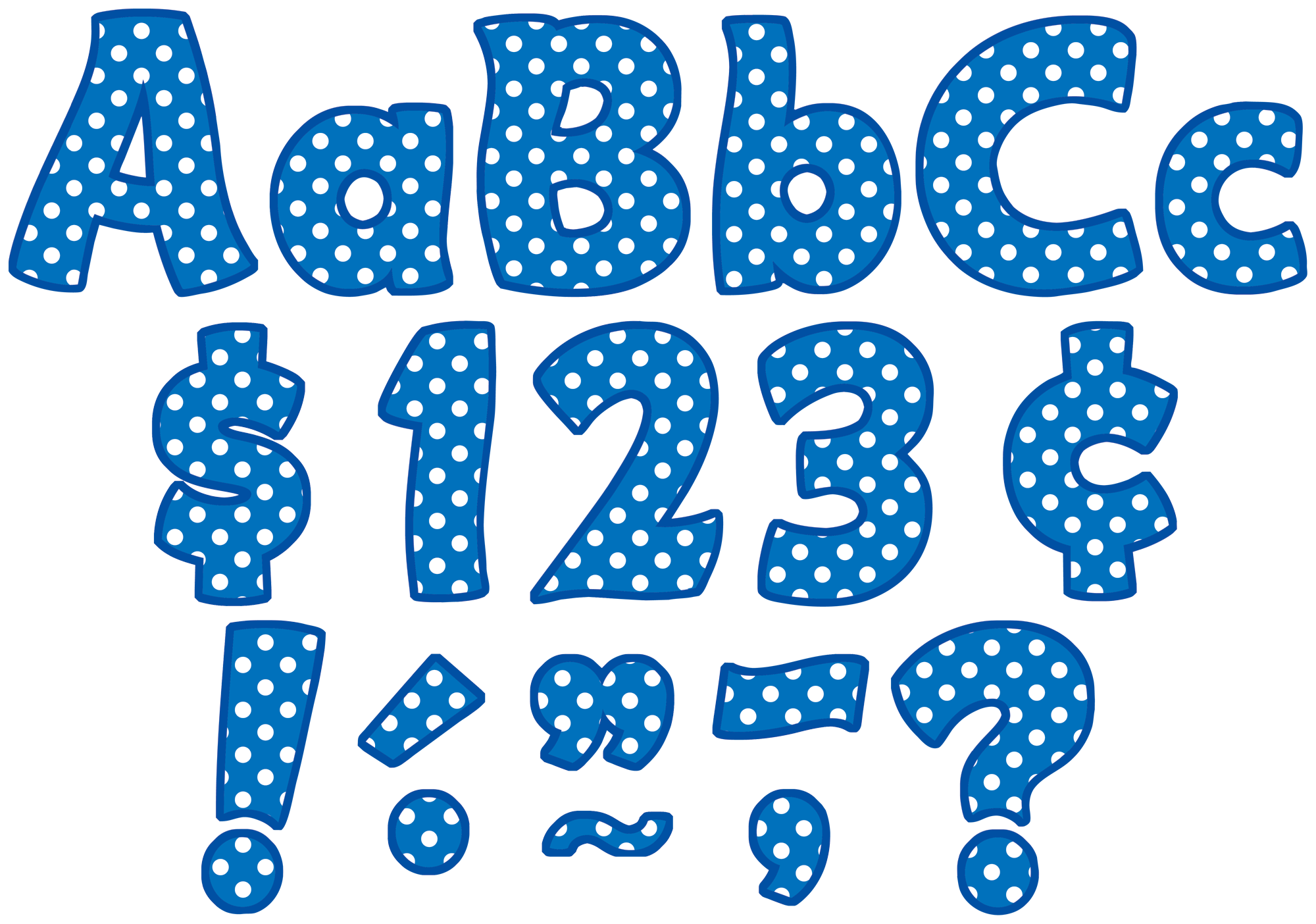 Blue Polka Dots Funtastic 4" Letters Combo Pack - TCR5347 | Teacher