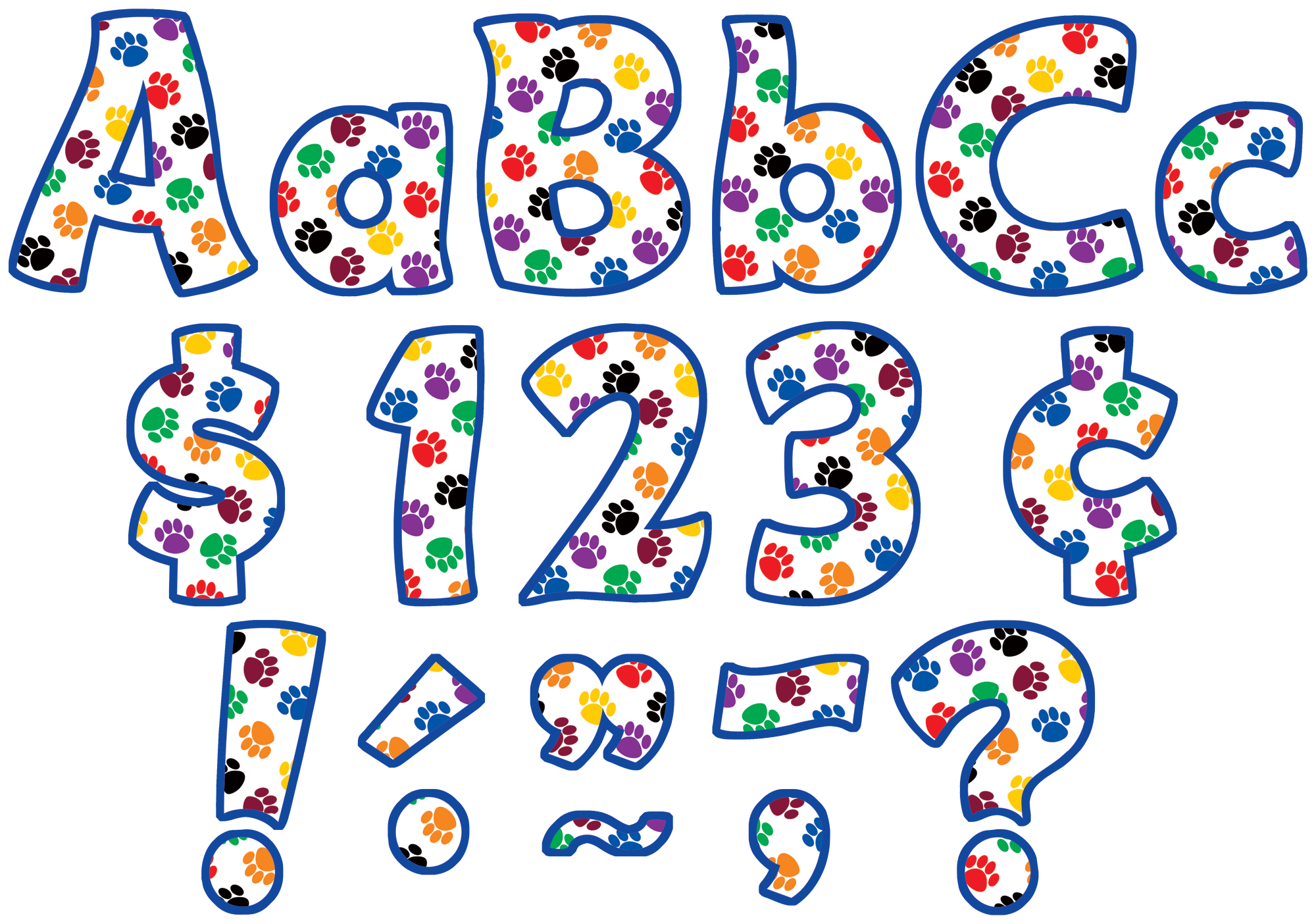 Colorful Paw Prints Funtastic 4" Letters Combo Pack