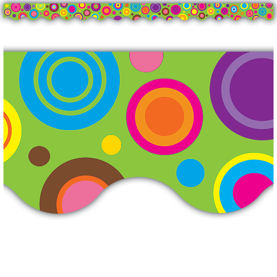 Lime Colorful Circles Scalloped Border Trim - TCR5366 | Teacher Created