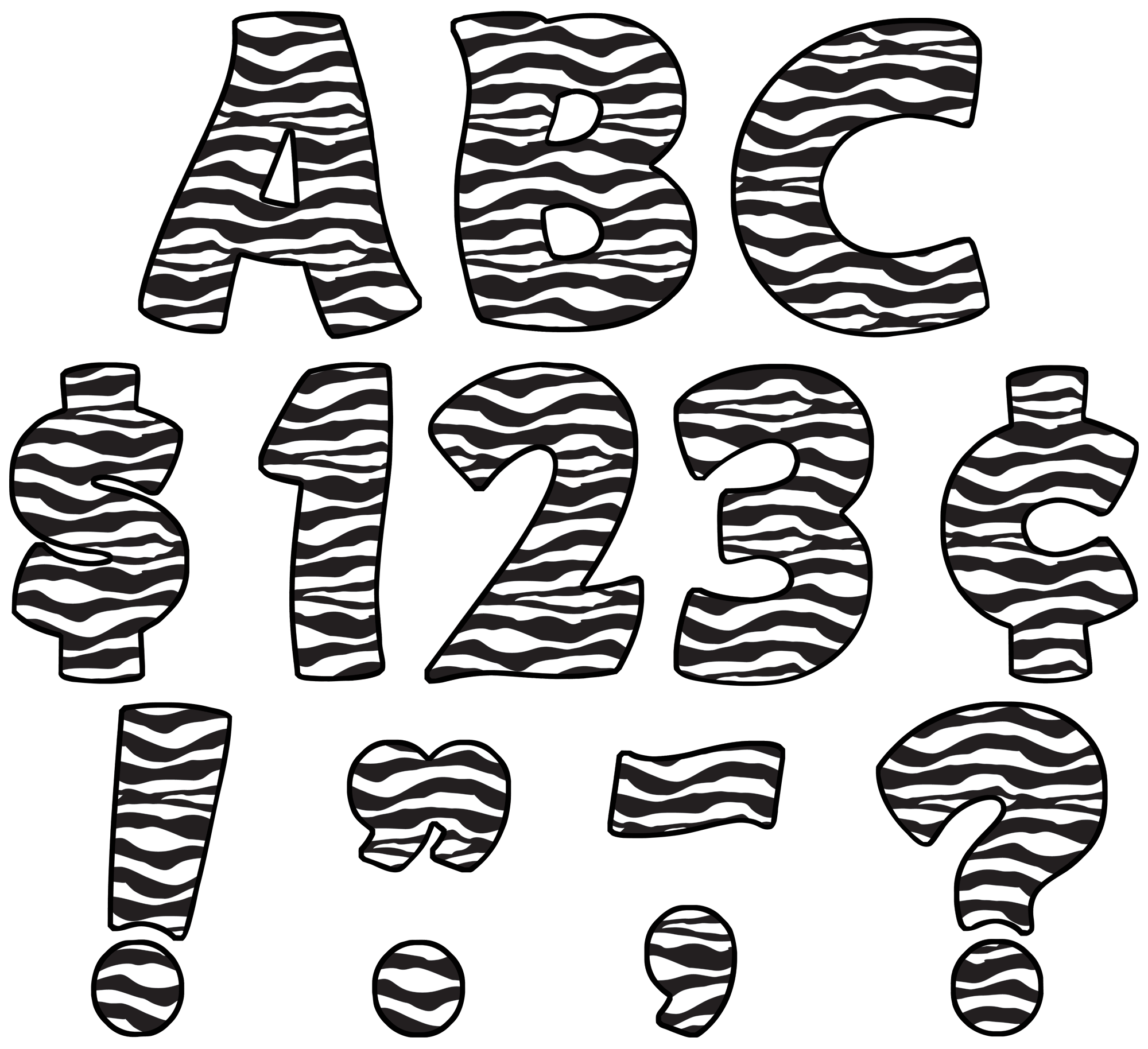 Zebra Print Funtastic 4" Letters Uppercase Pack - TCR5375 | Teacher