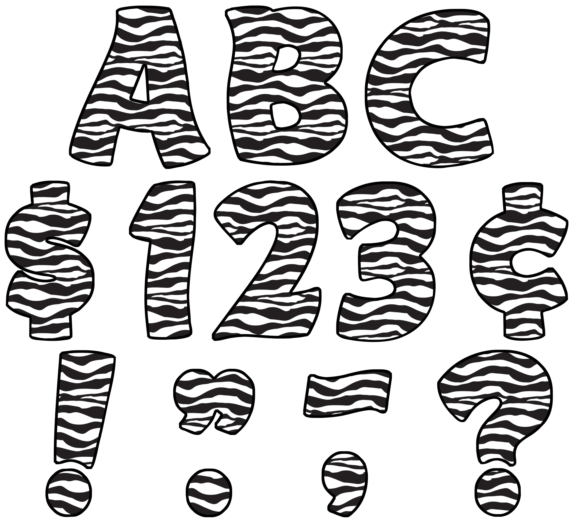 Zebra Print Funtastic 4 Letters Uppercase Pack TCR5375 Teacher