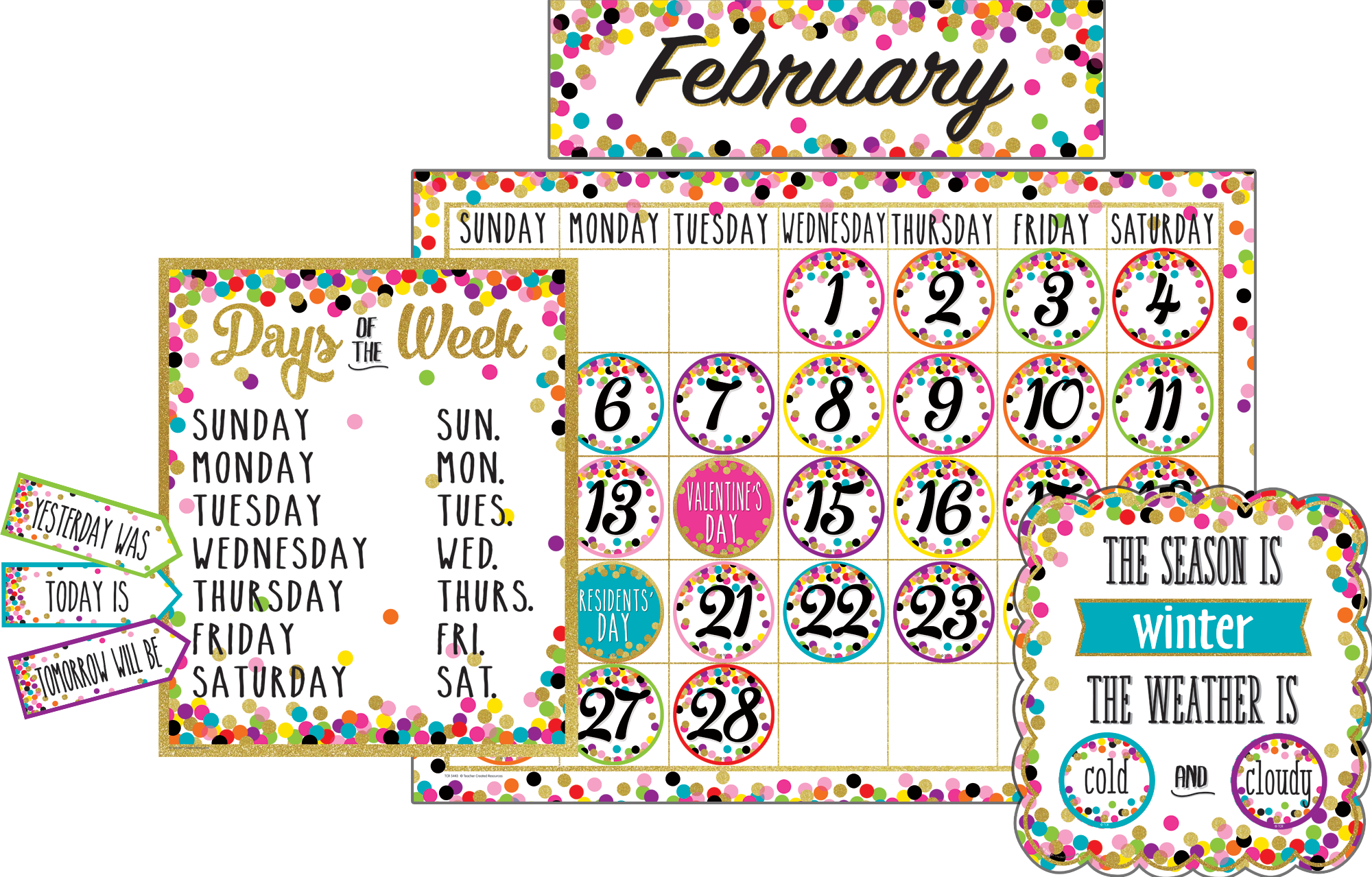 Confetti Calendar Bulletin Board Display - TCR5443 | Teacher Created ...