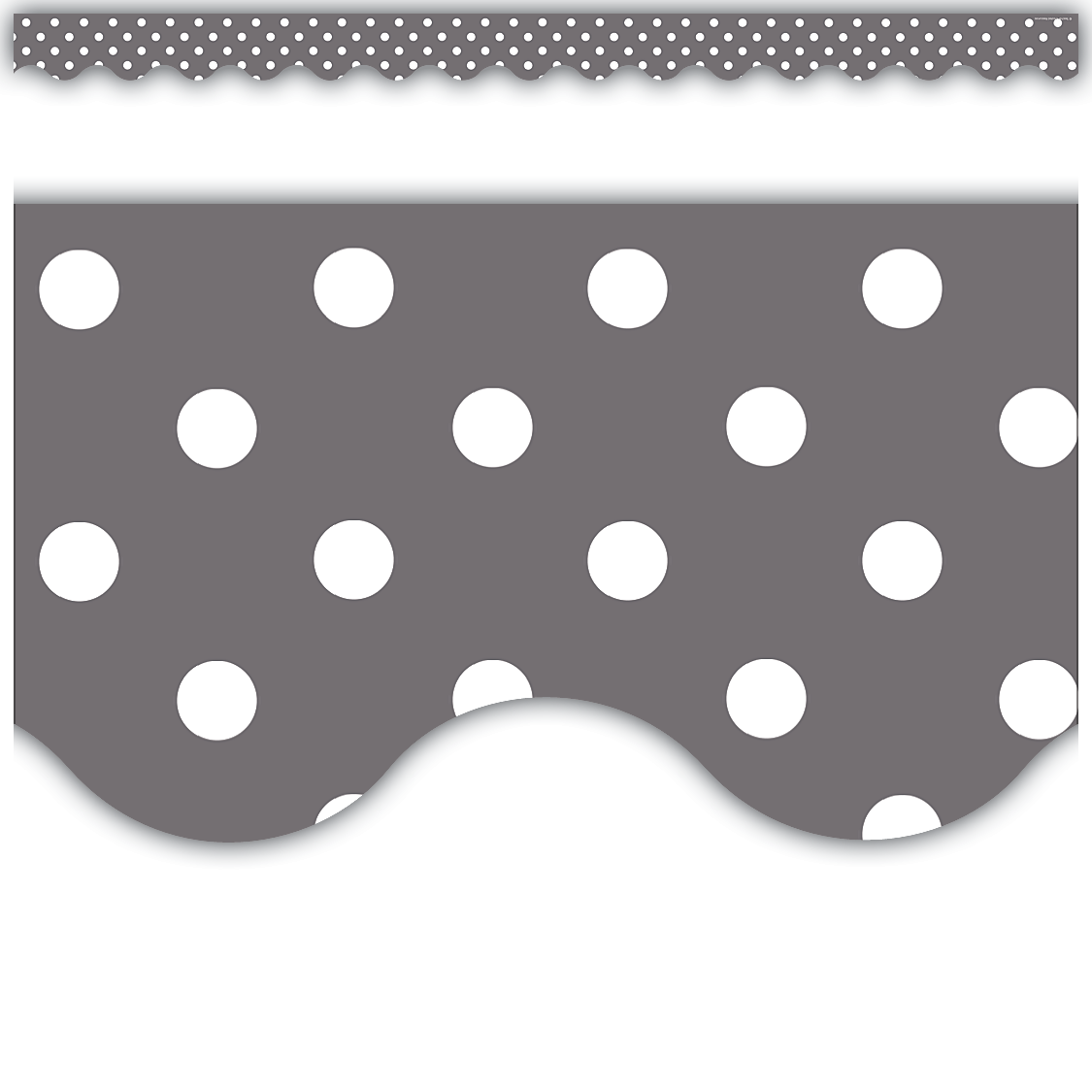 Gray Polka Dots Scalloped Border Trim - TCR5495 | Teacher Created Resources