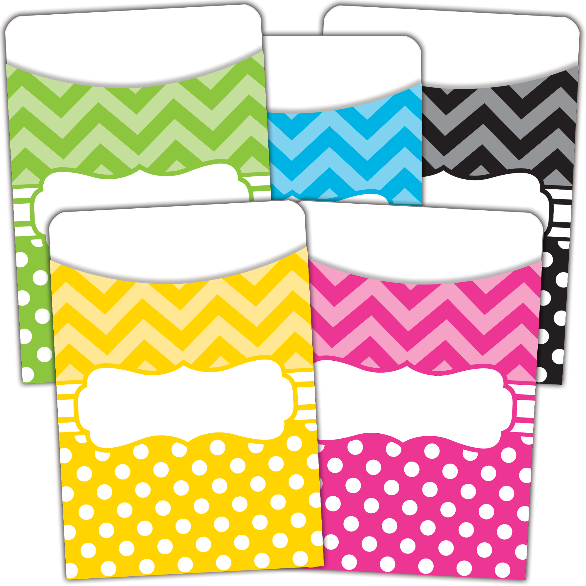 Chevrons and Dots Library Pockets - Multi-Pack - TCR5555 | Teacher ...