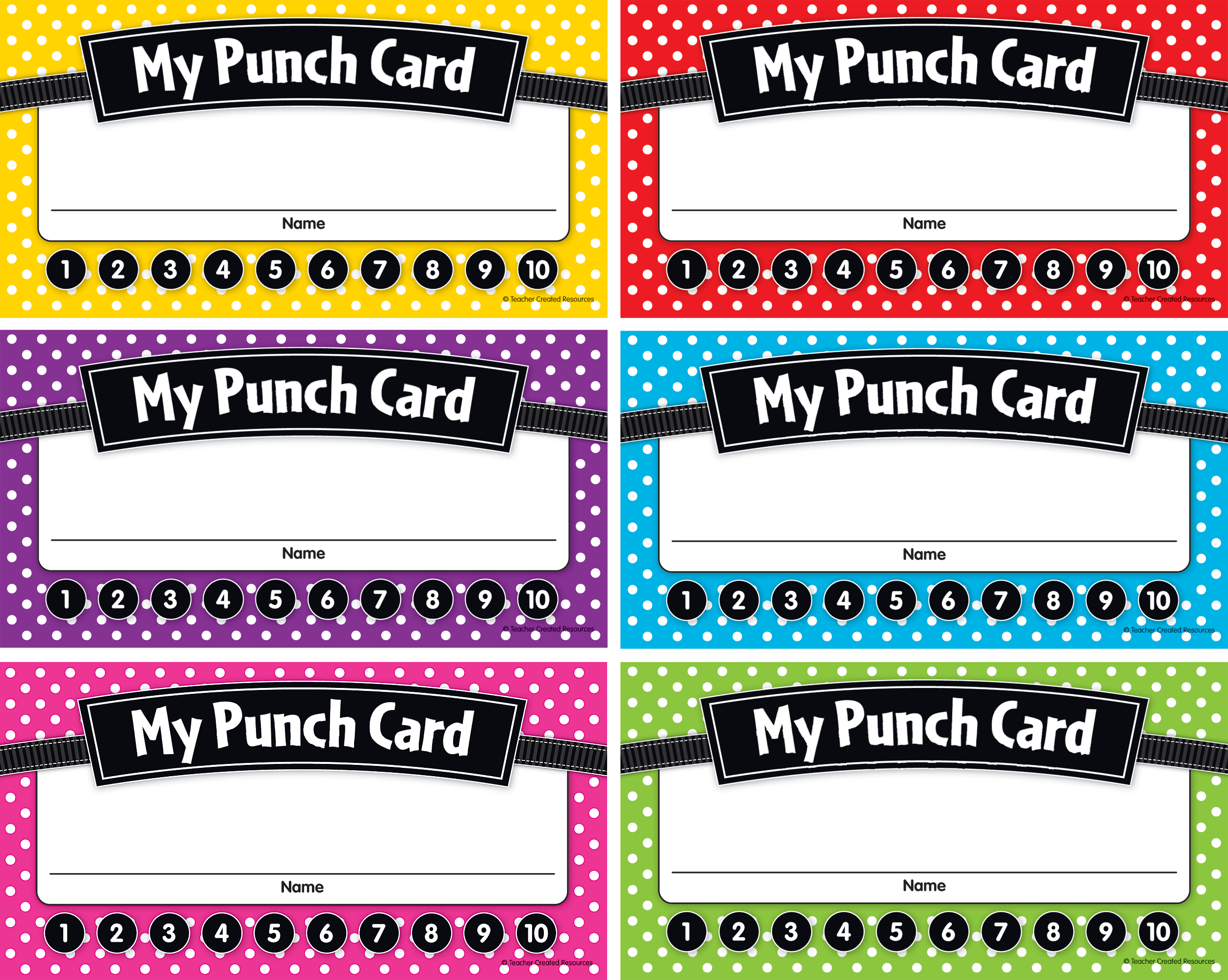 Polka Dots Punch Cards TCR5608 Teacher Created Resources